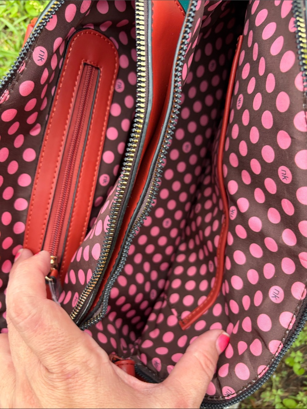 Black Fashion Dome Satchel with Red Handles nwt 2 compartments super roomy - Picture 5 of 7